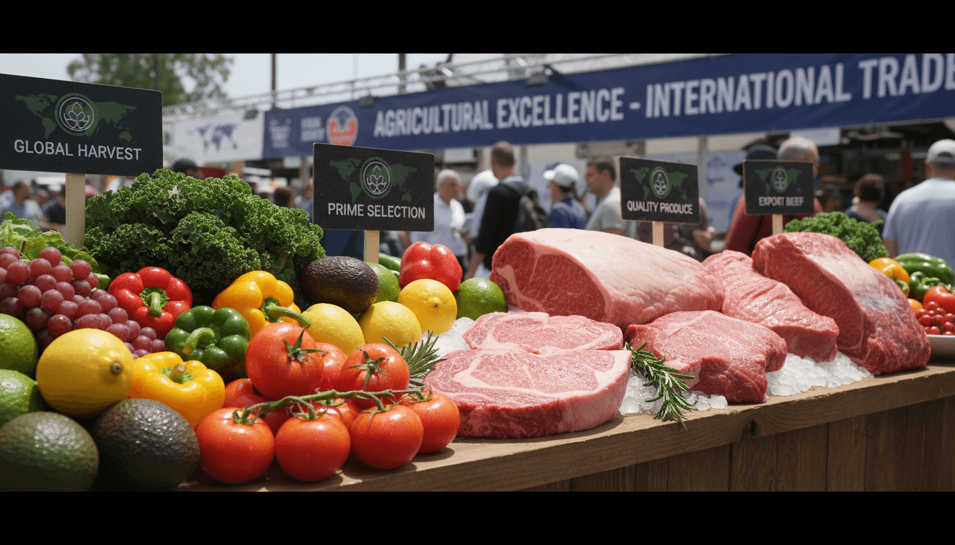 Fresh produce, beef and lamb ready for international export trade
