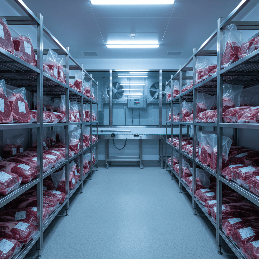 Beef products in cold storage