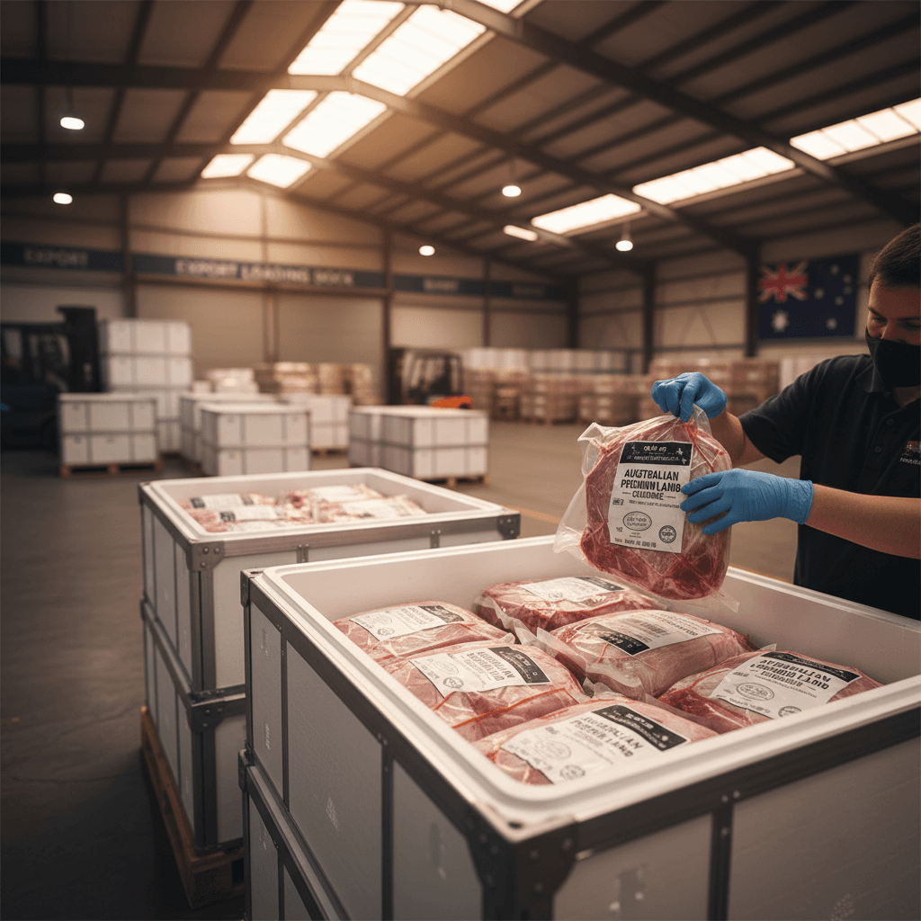 Lamb products packaged for export